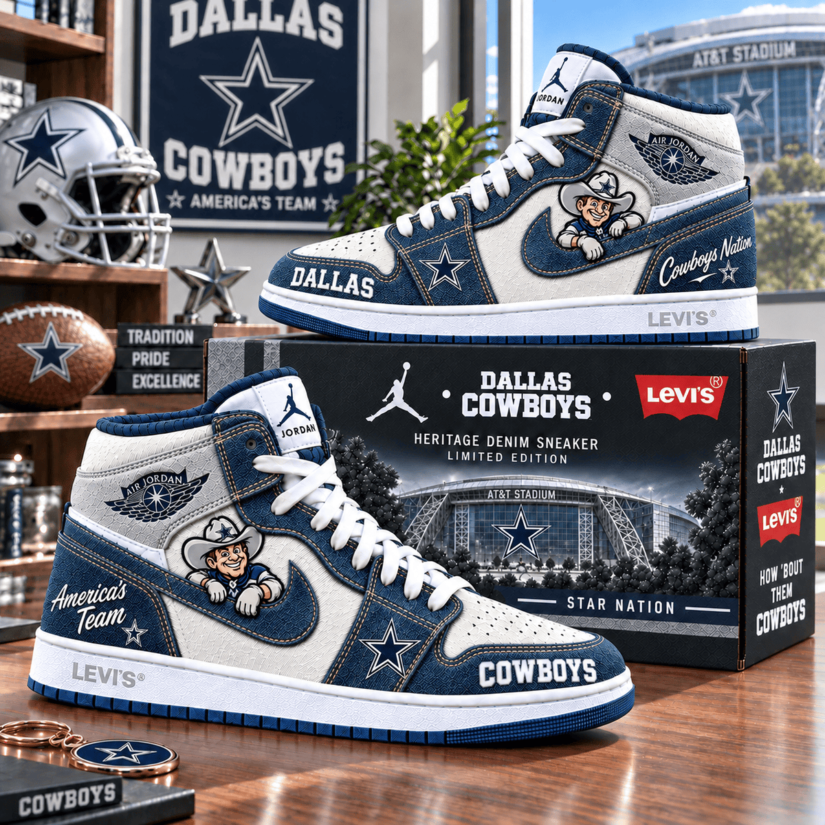 DLCB Premium Denim Embroidered High-Top Sneakers NTNA