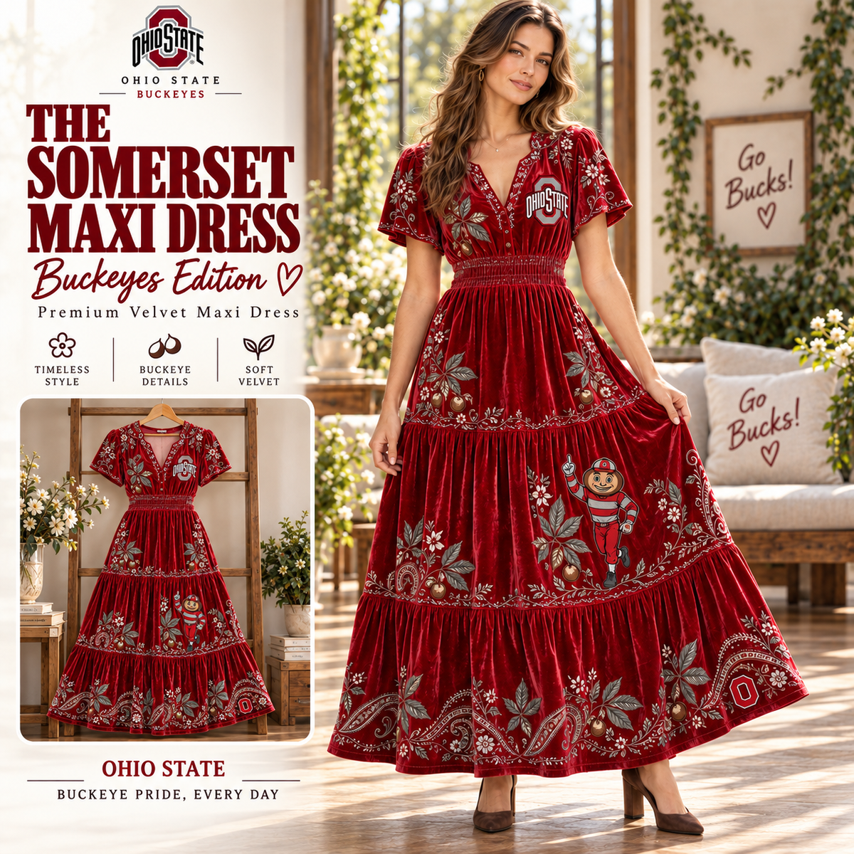 OSB Premium Embroidered Velvet Maxi Dress PTKL