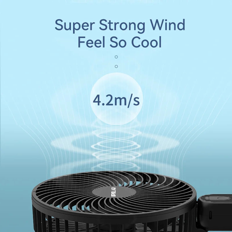 OPOLAR 6inch 10,000mAh Handheld Rechageable Mini Fan Foldable Handle Silent Strong Wind USB Fan for Home Room Outdoor Travel