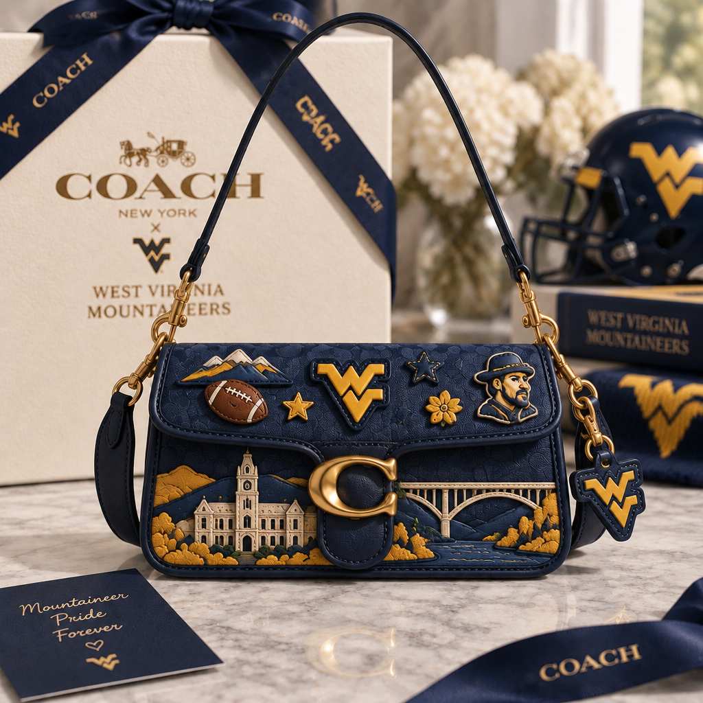 West Virginia Mountaineers Coach Shoulder Cross With Charm