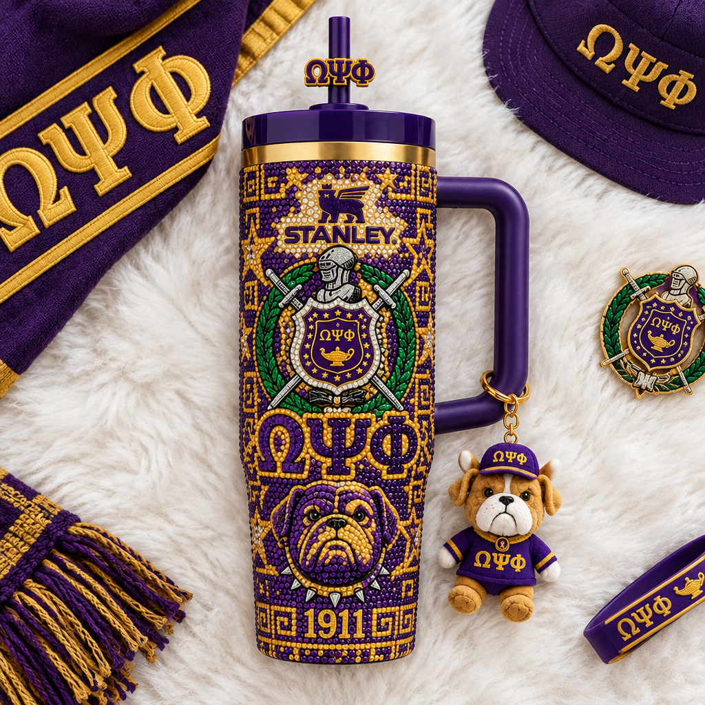 Omega Psi Phi 40oz Tumbler With Handle TTNL